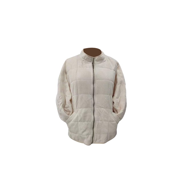 Opperiaya Women Stand Collar Long Sleeve Solid Color Full Zip Quilted Jackets