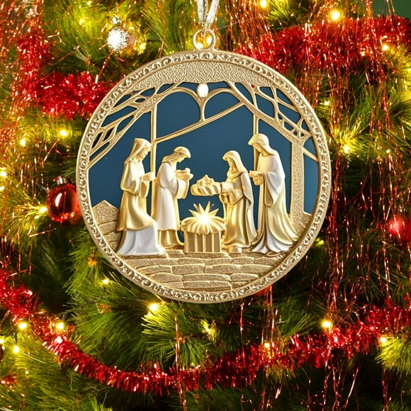 Pendentif de Naissance Vision Stéréoscopique de Noël 2024 Effet 3D Ornements Suspendus en Acrylique pour Voiture