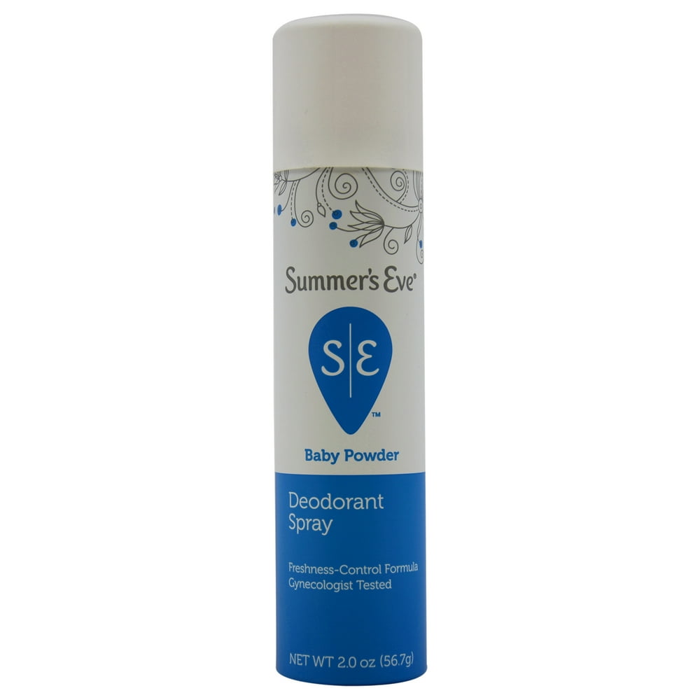 Summer's Eve Baby Powder Deodorant Spray 2 Oz Aerosol Can