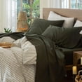 thumbnail image 1 of Ensemble de Draps en Coton Lavé Effet Lin, Respirant, Durable, Doux et Confortable (Orange Foncé Grand Lit), 1 of 7