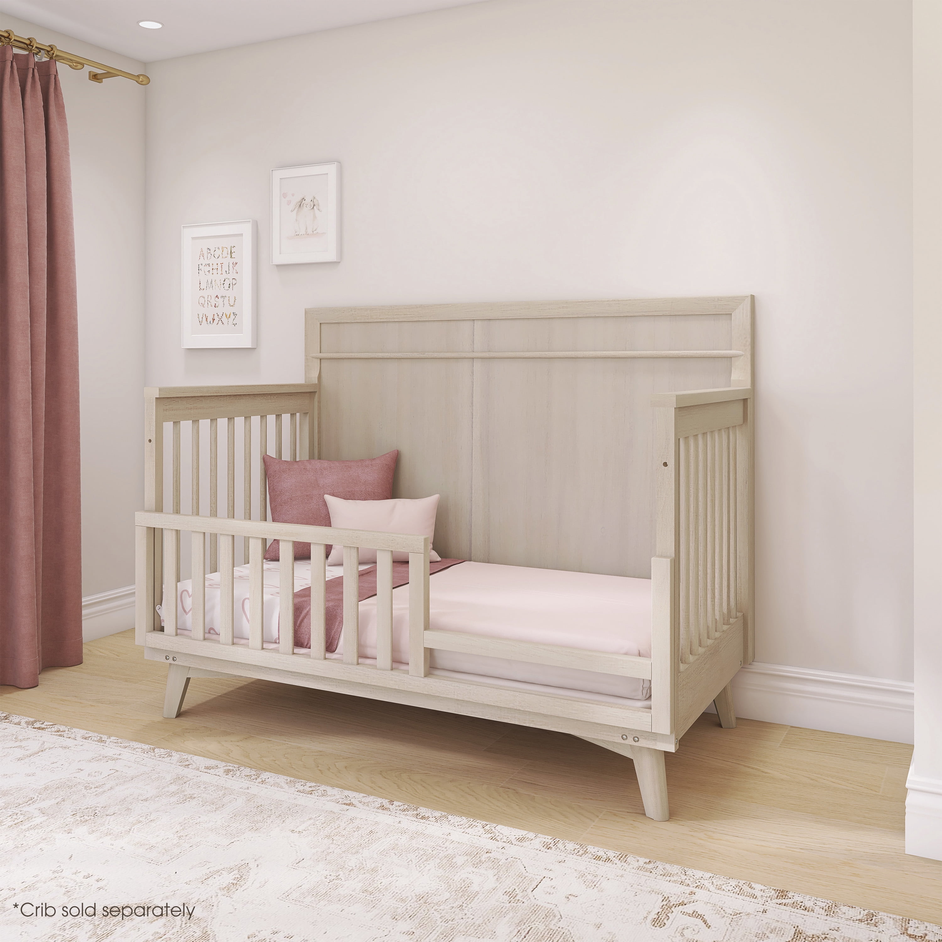 Evolur Antilia Mid Century Convertible Crib Toddler Guard Rail I Full Assembly I Lasting Quality