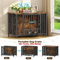 thumbnail image 4 of POAO Foldable Large Dog Crate Furniture, 41.3"Assembly-Free Dog Crates for Large Dogs, Wooden Dog Kennel Indoor with Tag & Dog Bowls, Rustic Brown, 4 of 9