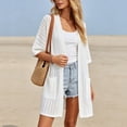 thumbnail image 6 of Edvintorg Women's Coats Short Sleeve Lightweight Casual Jackets Loose Open Front Outerwear with Pockets Summer Clothes Women White XXL, 6 of 9