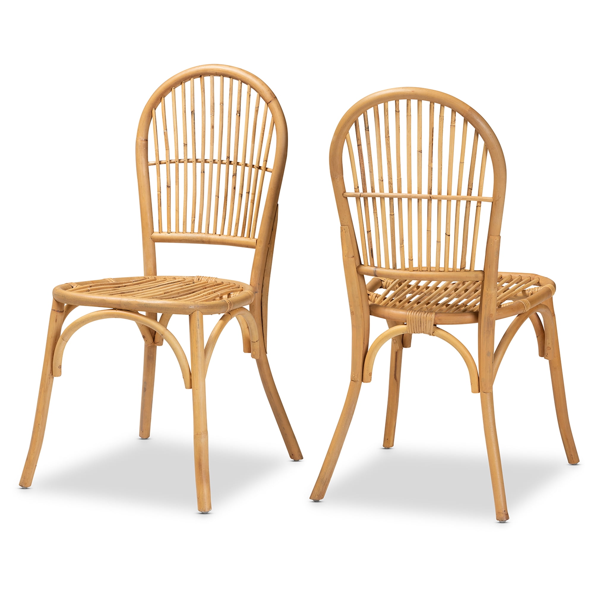 bali & pari Wina Rattan BOHO Dining Chairs, Set of 2, Natural Brown
