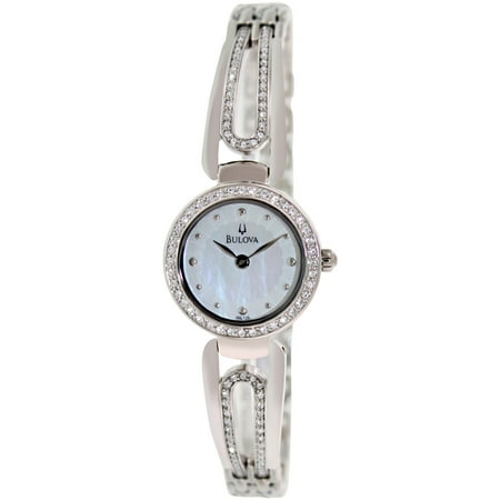 Bulova Women's Crystal 96L126 Silver Brass Plated Stainless-Steel Quartz Dress Watch