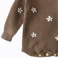 thumbnail image 4 of GYRATEDREAM Newborn Baby Girl Knit Sweater Romper Infant Oversized Long Sleeve Crewneck Embroidery Bodysuit Toddler Warm Fall Winter Outfit Brown for 0-18M, 4 of 7