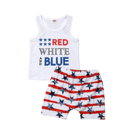 

Gwiyeopda Toddler Baby Boy s Summer 4th of July Outfit Sets Tank Tops Striped Shorts