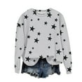 thumbnail image 4 of Gray Sweaters for Women's Star Print Hatless Sweatshirt Long Sleeve Fashion Top Sweatshirt Loose Pullover Top Womens Fall Fashion 2025, 4 of 5