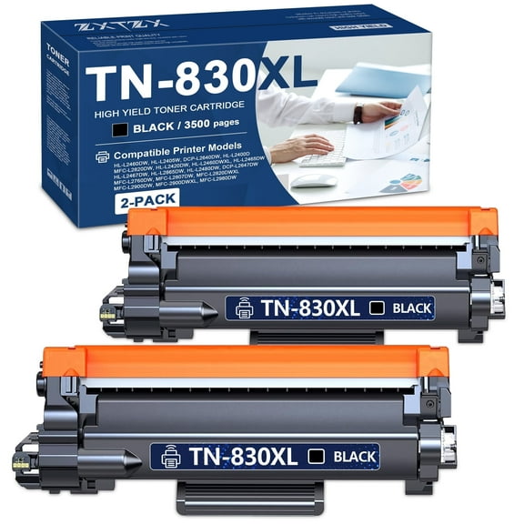 TN830XL Toner Compatible for Brother TN830 XL toner cartridge MFC-L2820DW MFC-L2820DWXL MFC-L2760DW Printer 2 Pack