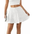 thumbnail image 2 of Jupe Courte Évasée Florale pour Femmes, Mignonne Jupe à Volants Taille Haute, Mini Jupe de Plage Blanche TG, 2 of 8