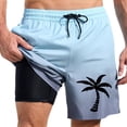 thumbnail image 1 of Board Shorts Male Swim Trunks With Liner Inseam Board Shorts Bathing Suit With Pockets Beach Shorts Men Light Blue XXXXL, 1 of 4