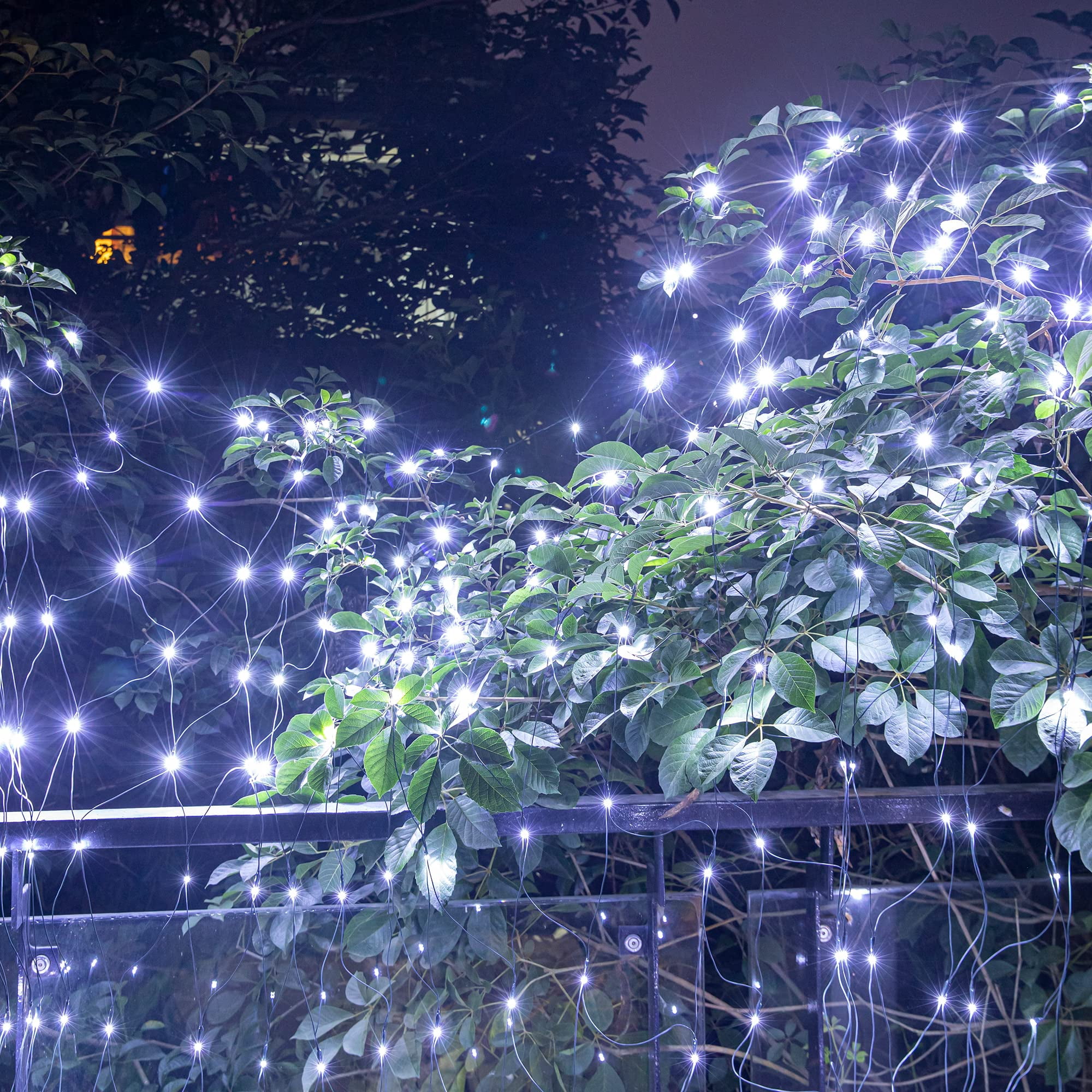 Bibana 9.8ft x 6.6ft 200 LED Christmas Net Lights, Mesh String Lights with 8 Modes for Indoor Outdoor Holiday & Party Decor (White)