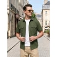 thumbnail image 5 of Men Short Sleeve Button Down Shirt Casual Button Up Shirt Relaxed Fit Work Clothes with Two Pockets, 5 of 8