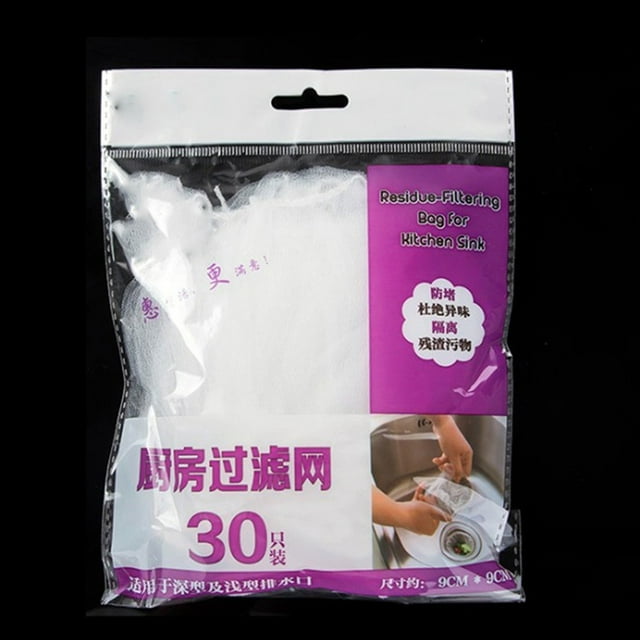 Cover Net Kitchen Sink Drain Strainer Disposable Mesh Bag Residue Debris Trash Filter Stopper (#1 30pcs)