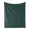 thumbnail image 1 of Geometric Soft Flannel Fleece Throw Blanket, Illustration of Repetitive Irregularly Triangular Shaped Motifs, Cozy Plush for Indoor and Outdoor Use, 70" x 90", Dark Teal and Multicolor, by Ambesonne, 1 of 5