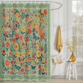 thumbnail image 3 of Shower Curtain Vintage Floral Leaf Shower Curtains for Bathroom Decor, Waterproof Polyester Shower Curtain Set with Hooks, Standard Size 72" x 72" Watercolor Wildflower Black Green, 3 of 9