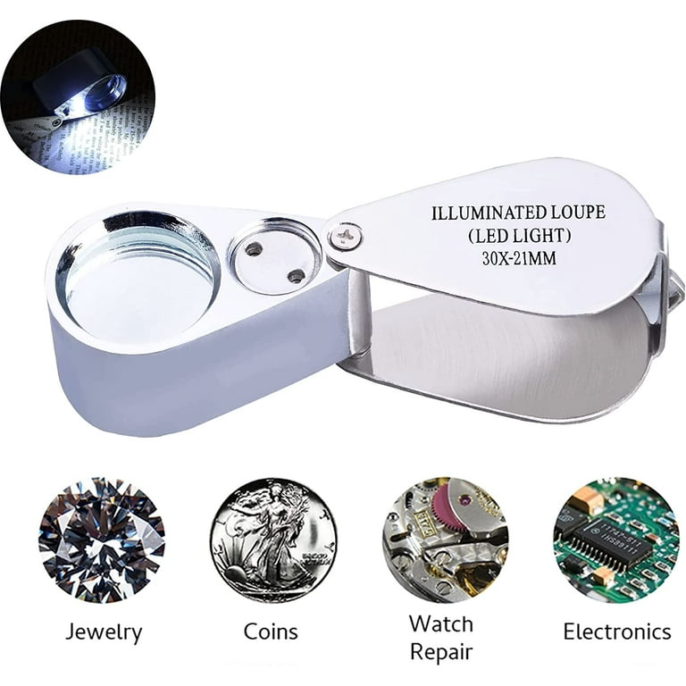 GEM-309 30x Magnification Magnifying Glass Jewelers Loupe, 6
