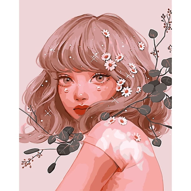 Cuadros Decorativos Chica pintura al óleo por números Kits lienzo DIY cuadro pintado a mano arte de la pared Likrtyny embutido en tela