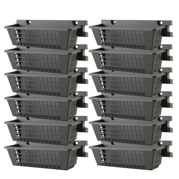 Suncast 12 Pack 25 x 7.25 Inch Resin Basket Accessory for Outdoor Shed, Black