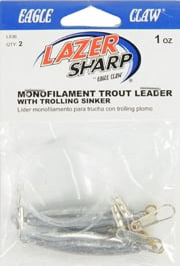 (3 pack) Lazer Sharp 20" Monofilament Trout Leader with 1 oz. Trolling Sinker