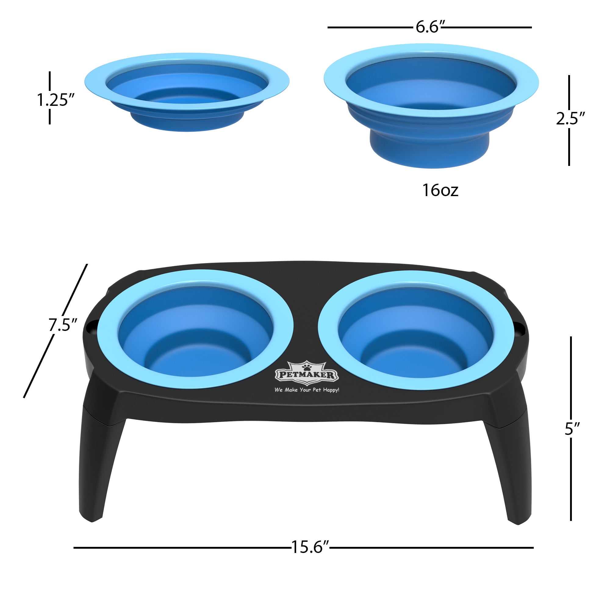 PETMAKER Elevated Food & Water Bowl with Nonslip Stand for Dogs & Cats