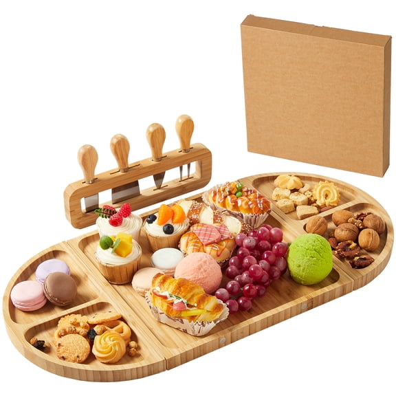 Charcuteri Board and Serving Set. Cheese Board with Knife Set.Long Charcuteri Boards for Serving Food Platter Cracker Snack