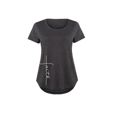 - Faith Cross Side Hit - Ladies Plus Size Scoop Neck Tee