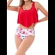 thumbnail image 2 of Traje de Baño de Bikini con Volantes para Mujer, Parte Inferior de Cintura Alta, Talla Grande, Tankini. Rojo M, 2 of 8