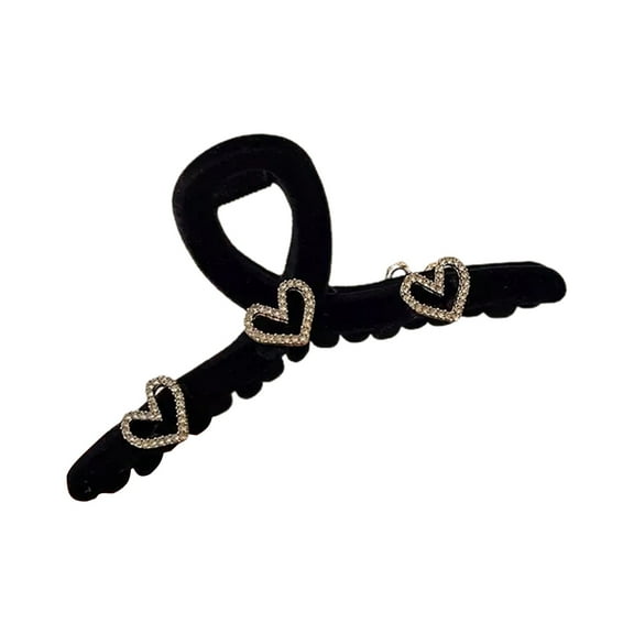 dianhelloya Hair Clips For Women Hair Grip Elastic Anti-slip with Teeth Heart Shape Shiny Rhinestone Decorative Sweet Style Hollow Out Lady  Hair Claw Hair Styling Accessories