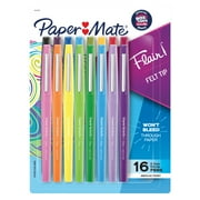 Paper Mate Flair Felt Tip Pens, Medium Point (0.7mm), Assorted Colors, 16 Count