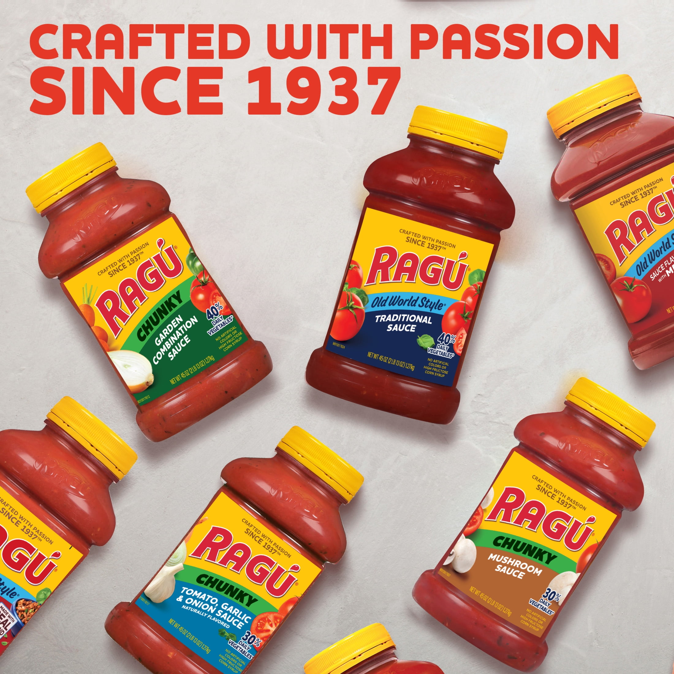 (6 pack) RAGÚ Old World Style Pasta Sauce, Flavored with Meat, 45 oz