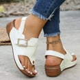 thumbnail image 2 of Yyuenw Women Open Toe Thong Wedge Slides PU Slip On Summer Outdoor Walking Sandals, 2 of 9
