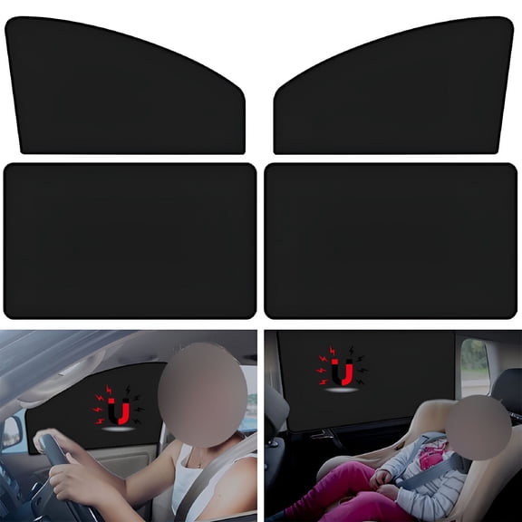 MELIVO Car Window Shades, 4 Pack Magnetic Car Side Window Sun Shade Cover Front Rear Shield UV Block Protection (Front & Rear)