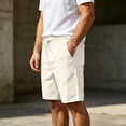 thumbnail image 4 of Men's Summer Beach Shorts Cotton Linen Elastic Waist Casual Shorts Relaxed Fit Lounge Shorts, 4 of 5