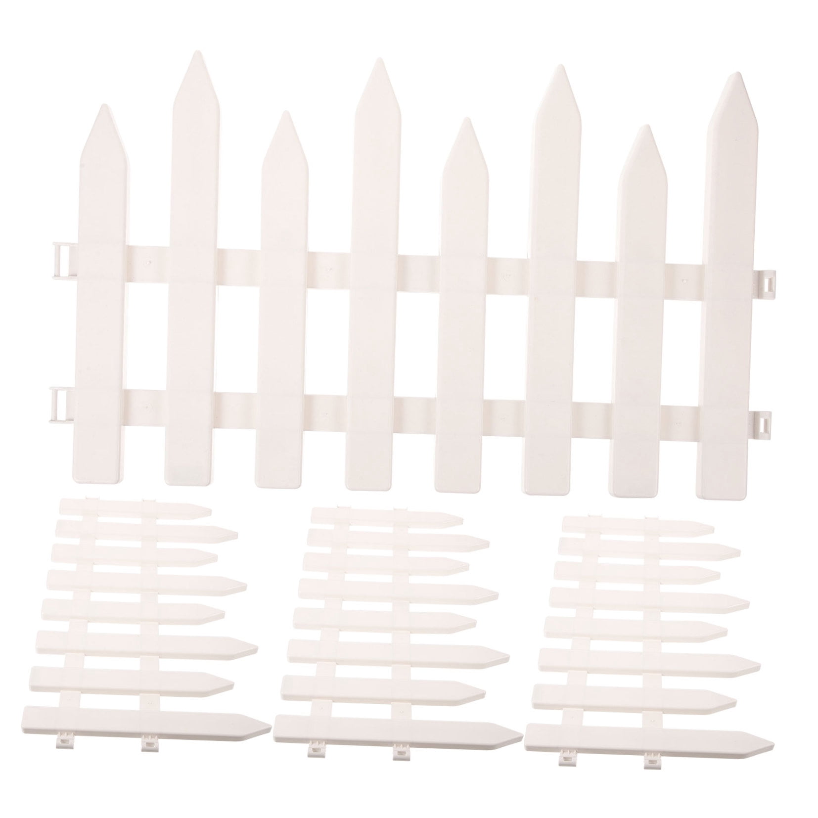 UPOUART 4Pcs Plastic Garden Fence Edging White Pointed Top Decorative Outdoor Decoration 19.65x11.79x0.59in