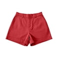 thumbnail image 7 of Gunia Summer Women Stretchy Stretch Shorts High-Waist Wide-Leg Lose Cargo Shorts Pockets Button Short Pants Lightweight Daily Wear Ladies Soft Clothes Red, 7 of 7
