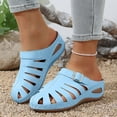 thumbnail image 3 of Rokment Womens Orthopedic Wedges Clogs Fisherman Sandals Boho Beach Vintage Buckles Leather Closed Toe Arch Support Platform Walking Mules Gladiator Backless Slip on Slides Summer Sky Blue Size 8, 3 of 7