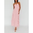 thumbnail image 2 of Cenuakty Women's Halter Long Dress Sleeveless Ruffle Trim Ruched Chiffon Dress Beach Vacation Dress, 2 of 7