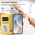 thumbnail image 4 of Wallet Leather Case For Samsung Galaxy S24 5G / S25 5G 6.2",With Card Holder,Wristband, Shockproof Kickstand Embossed Happy Pattern Phone Case,Yellow,For Galaxy S24/S25 (5G), 4 of 8