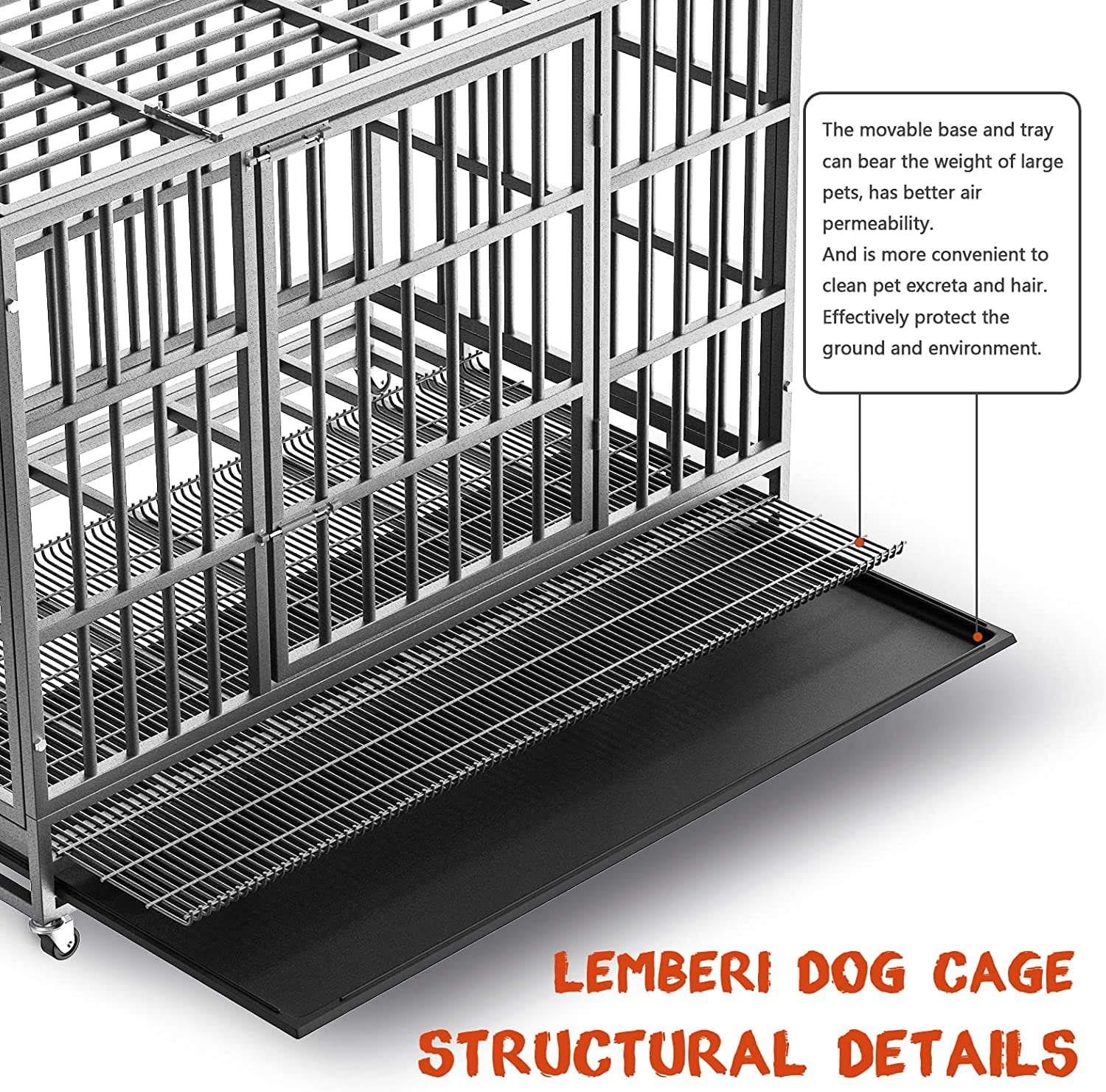 Vitesse Heavy Duty Indestructible high Anxiety  Dog Crate cage for Outdoor and Indoor with Removable Tray
