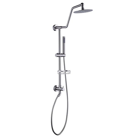 Wowow Single Handle 1 Spray Patterns Wall Mounted Shower Faucet with Hand Shower 1.8 GPM in Brushed Nickel