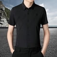 thumbnail image 1 of Camisa de Manga Corta para Hombres, Suéter con Solapa Informal, Cómoda Suelta, Ropa de Calle Informal para Hombre, Camisa de Vestir de Manga Corta Par negro Yinane camisa de rayas, 1 of 8
