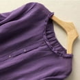 thumbnail image 4 of Purple Women Shirts, Women'S Loose Linen Short Sleeve Shirt Retro Style Round Neck Slimming Plus Size,Women Shirts 3XL, 4 of 4