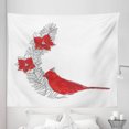 thumbnail image 1 of Cardinal Tapestry, Christmas Bird Branch Poinsettia Nature Forest Winter Season Holiday Art, Fabric Wall Hanging Decor for Bedroom Living Room Dorm, 5 Sizes, White Ruby Dark Grey, by Ambesonne, 1 of 1