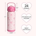 thumbnail image 4 of Paris Hilton 24-Ounce Double Wall Vacuum Insulated Stainless Steel Bottle with Flip-Up Straw and Push Lid, Bow Print, Pink, 4 of 4