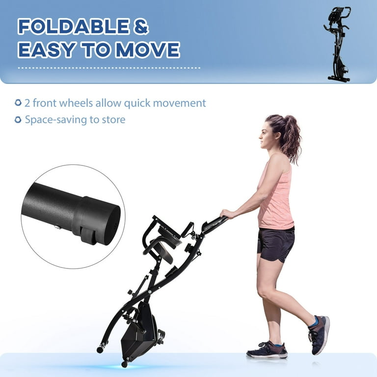 Soozier Folding Exercise Bike w Arm Resistance Bands Black Walmart
