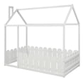 thumbnail image 5 of Twin Size House Bed with Fence Railings House Bed Twin Size Wood Bed Frame with Roof and Fence, 5 of 7