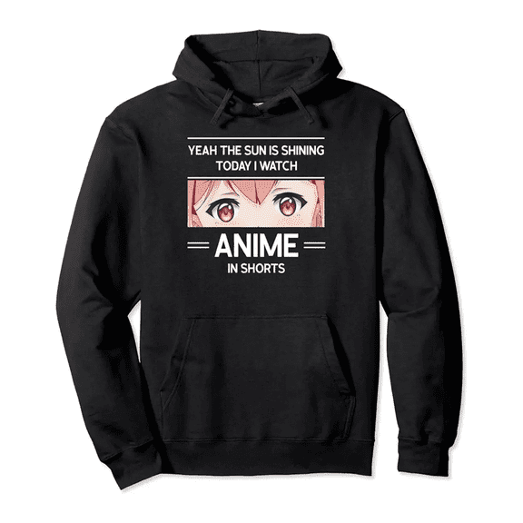 Men's Japanese Anime Hoodie, Black, with Iconic Anime Characters and Japanese Text Print, Loose Fit Pullover Hoodie