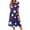 Blue, variant on Women's 4th of July Patriotic Dress, Women Round Neck Short Sleeve Midi Dress, Sexy Independence Day American Flag Printed, Loose Fit Bohemian Sundress with Side Pockets,Blue L