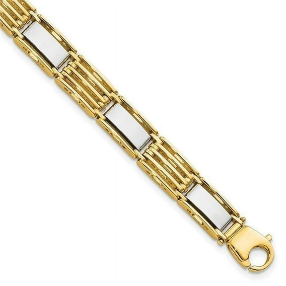 Primal Gold 14 Karat Two-Tone High Polished 8.5 Inch Mens Link Bracelet